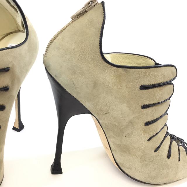 Brian Atwood Suede Caged Stiletto Heels. Size 9.5 - shoesbrian atwood9.5, Beige, brian atwood, GaithersburgChic To Chic Consignment