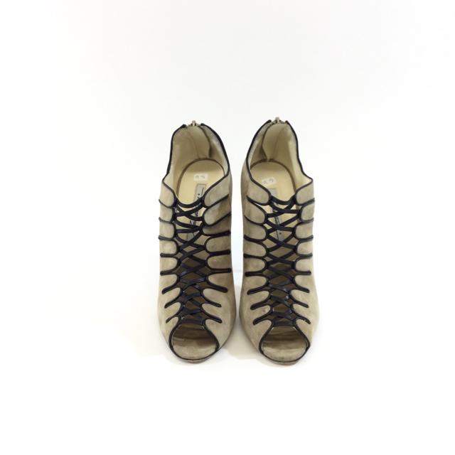 Brian Atwood Suede Caged Stiletto Heels. Size 9.5 - shoesbrian atwood9.5, Beige, brian atwood, GaithersburgChic To Chic Consignment