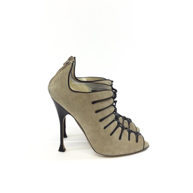 Brian Atwood Suede Caged Stiletto Heels. Size 9.5 - shoesbrian atwood9.5, Beige, brian atwood, GaithersburgChic To Chic Consignment