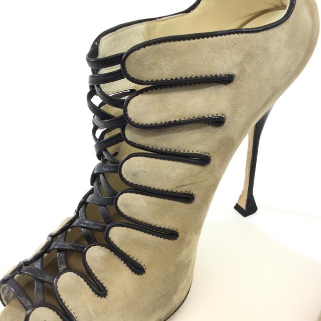 Brian Atwood Suede Caged Stiletto Heels. Size 9.5 - shoesbrian atwood9.5, Beige, brian atwood, GaithersburgChic To Chic Consignment