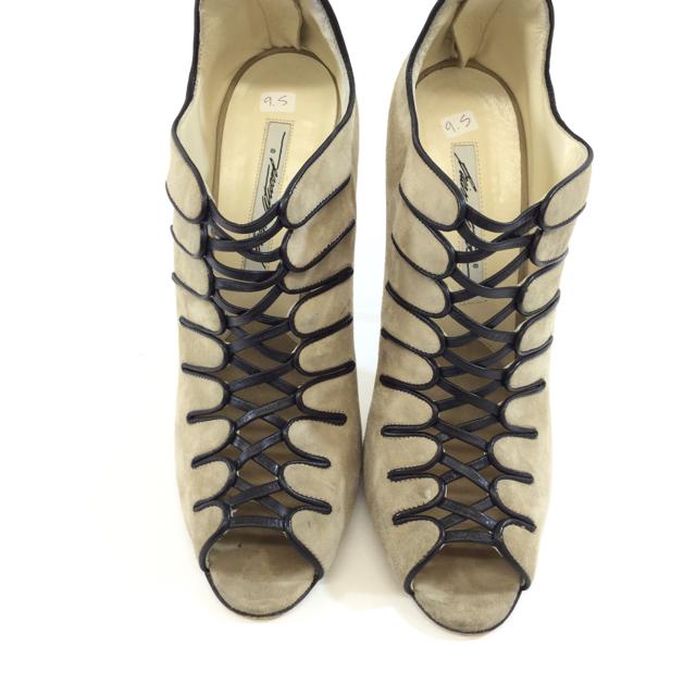Brian Atwood Suede Caged Stiletto Heels. Size 9.5 - shoesbrian atwood9.5, Beige, brian atwood, GaithersburgChic To Chic Consignment